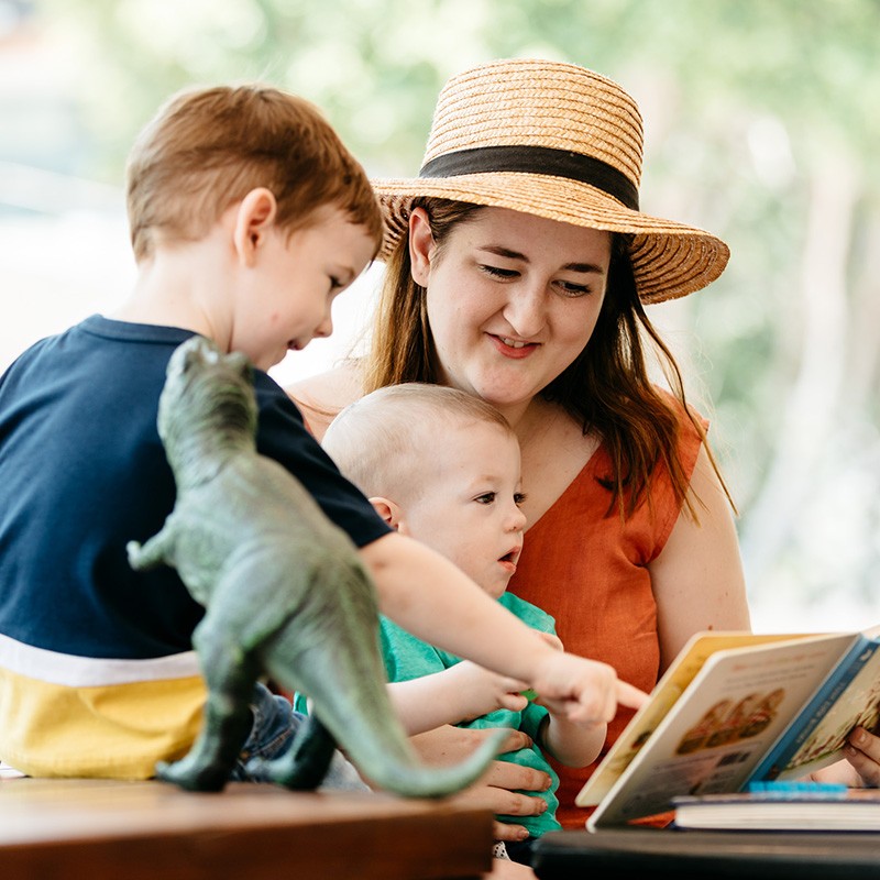 Young family reading