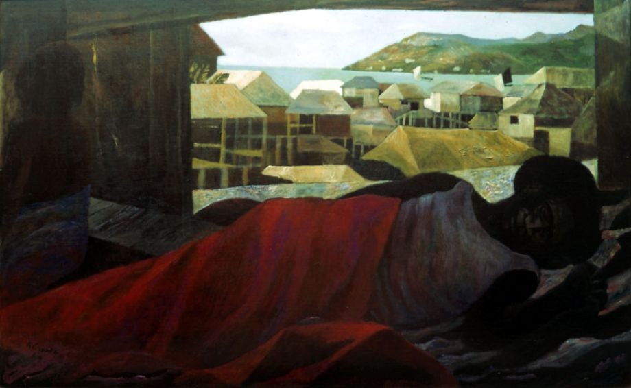 Ray Crooke Dawn Papua. 1964. Oil over synthetic paint on composition board. Private collection. 1964