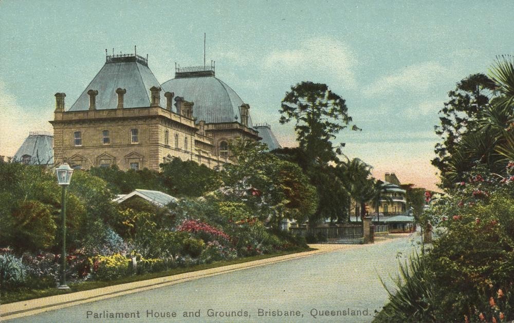 Parliament House and grounds Brisbane ca. 1906.