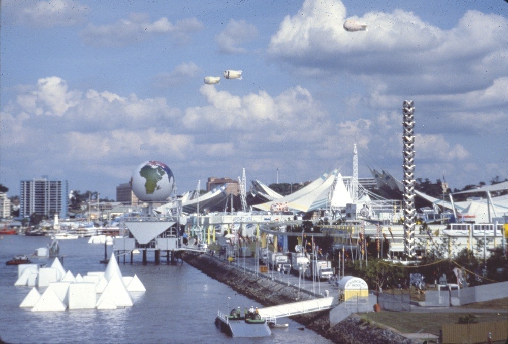 View of the World Expo 88 site, South Bank, Brisbane, 1988