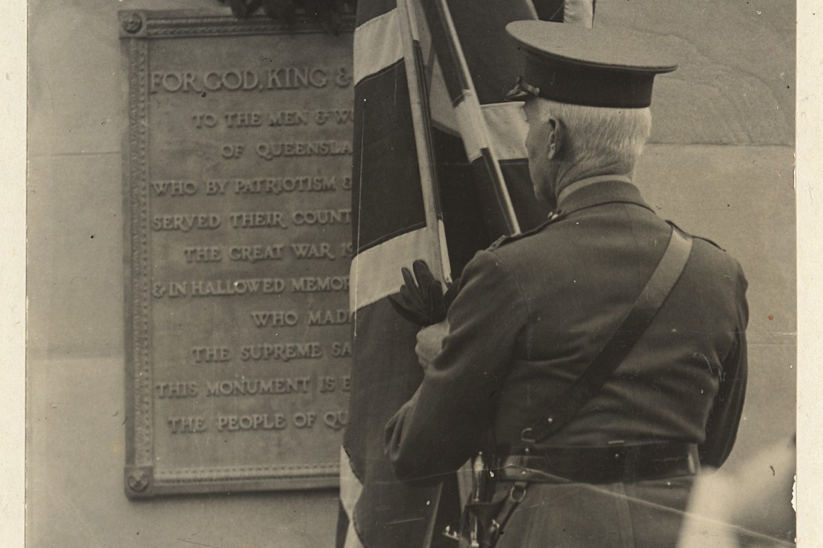 Sir John Goodwin unveiling the Anzac Memorial Tablet