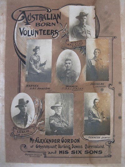 collage of a soldier and his 6 sons pictures
