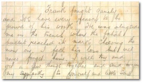 Handwritten letter of Hugh Quinn to Annie Munro