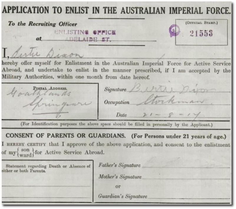 Bertie Dixon service record