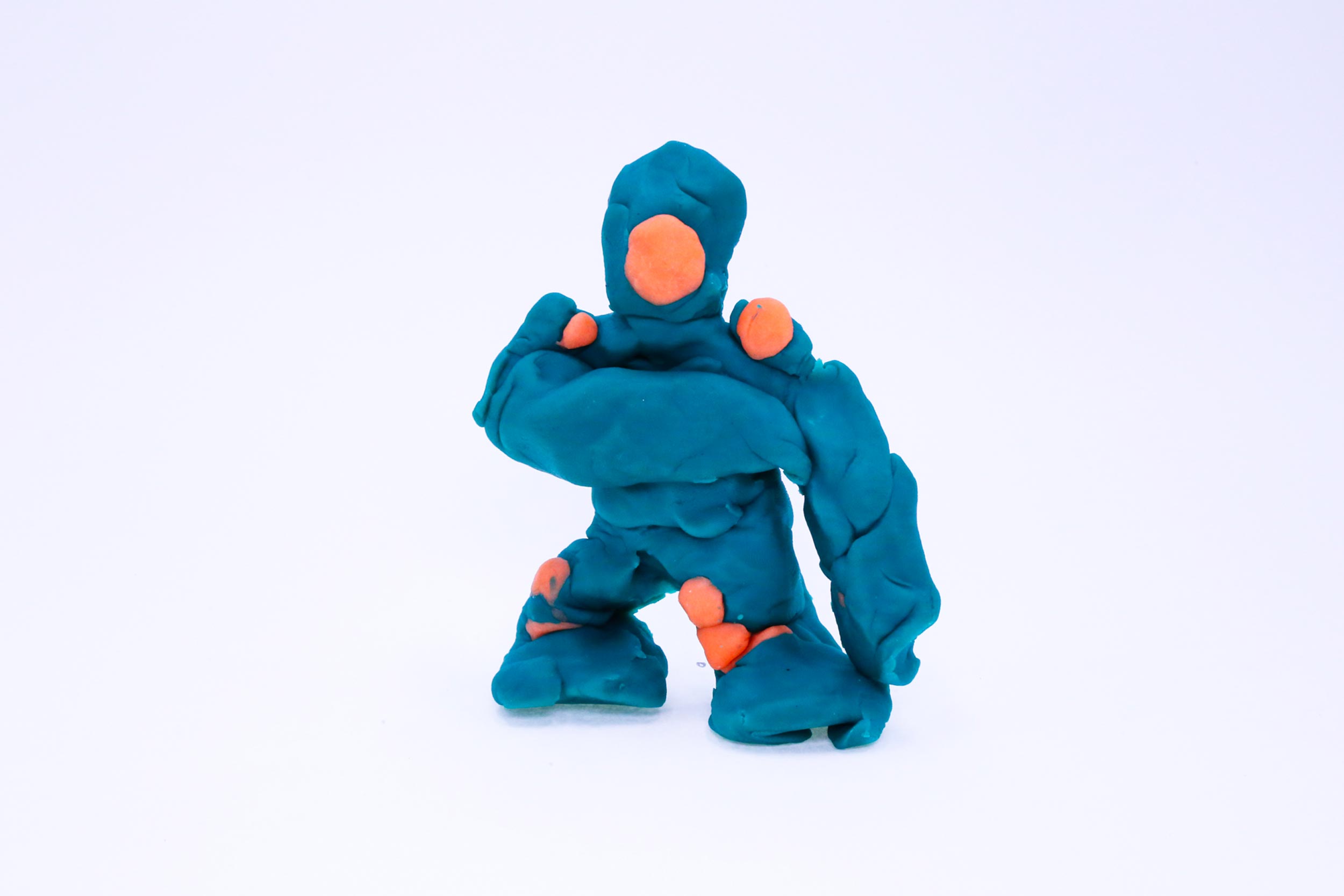 One Eye is a blue and orange play-dough scuplture that features missiles and laser beam eyes.
