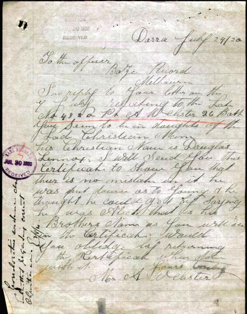 Douglas Lennox ster 26th Battalion (No. 4820) State Library Of